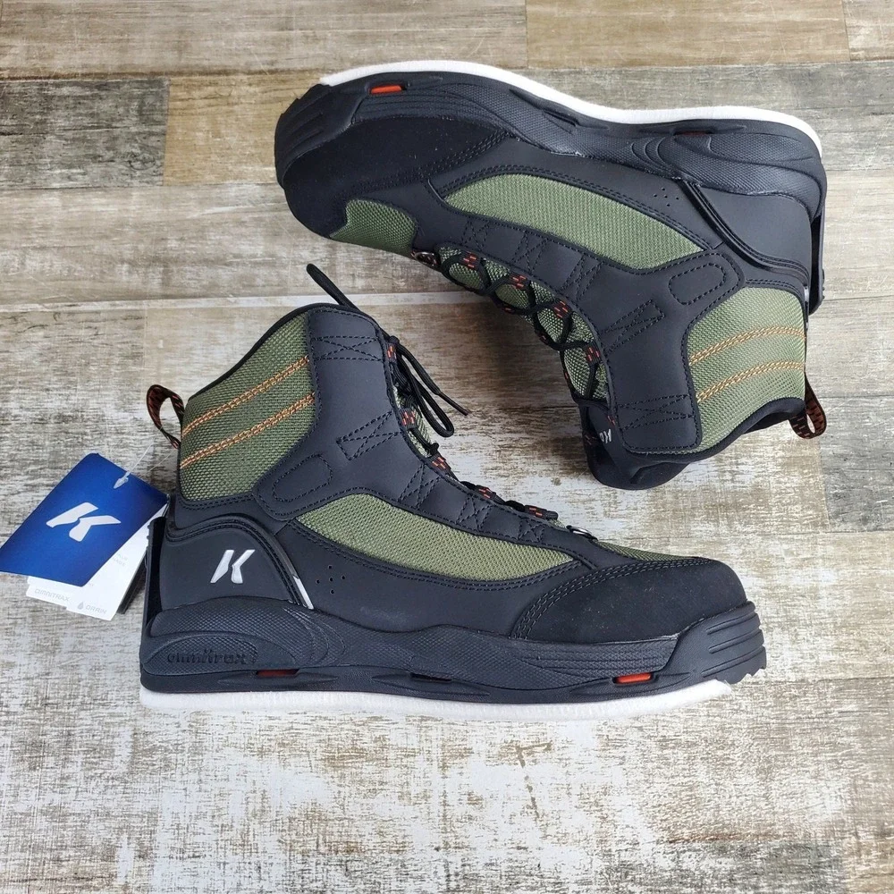 Korkers Greenback Mens Wading Boot Sz 13 Black Felt‎ and Kling-On Sole Lace Up